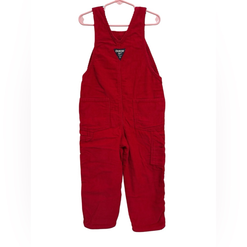 OshKosh B’gosh Red Corduroy Vestbak Overalls 5T NWT Classic Unisex Holiday - Picture 2 of 8